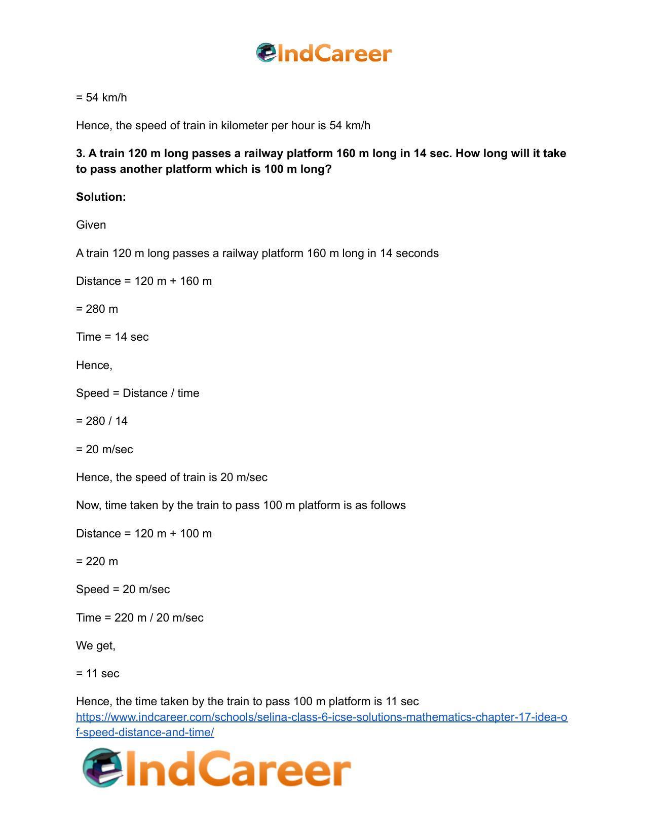 Selina Class 6 ICSE Solutions Mathematics : Chapter 17- Idea of Speed, Distance and Time - Page 16