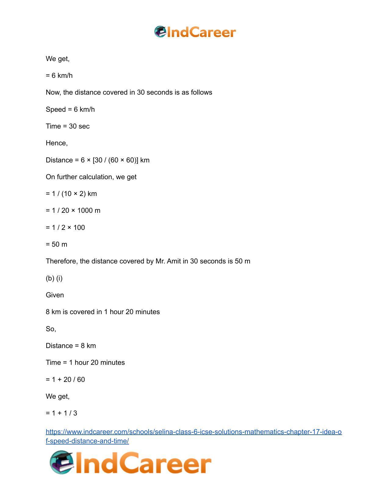 Selina Class 6 ICSE Solutions Mathematics : Chapter 17- Idea of Speed, Distance and Time - Page 19