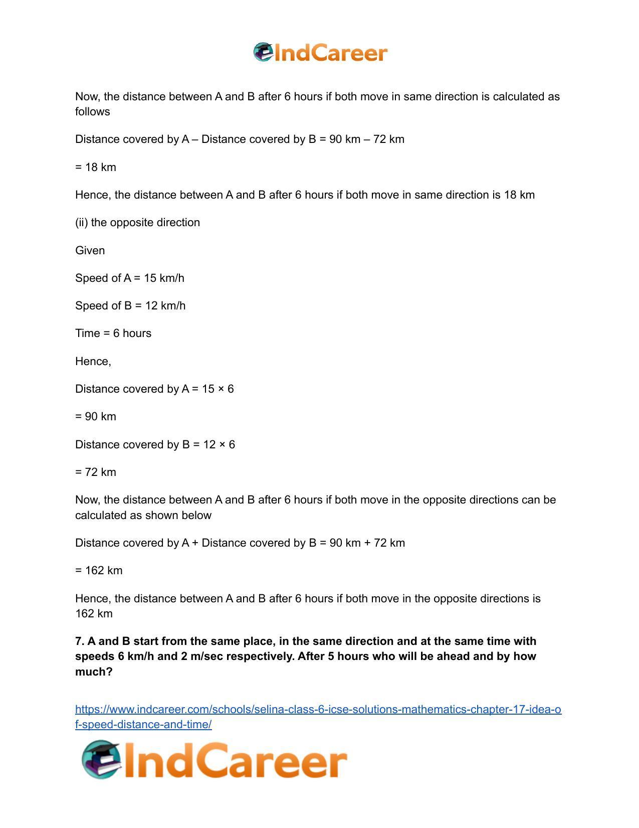 Selina Class 6 ICSE Solutions Mathematics : Chapter 17- Idea of Speed, Distance and Time - Page 24
