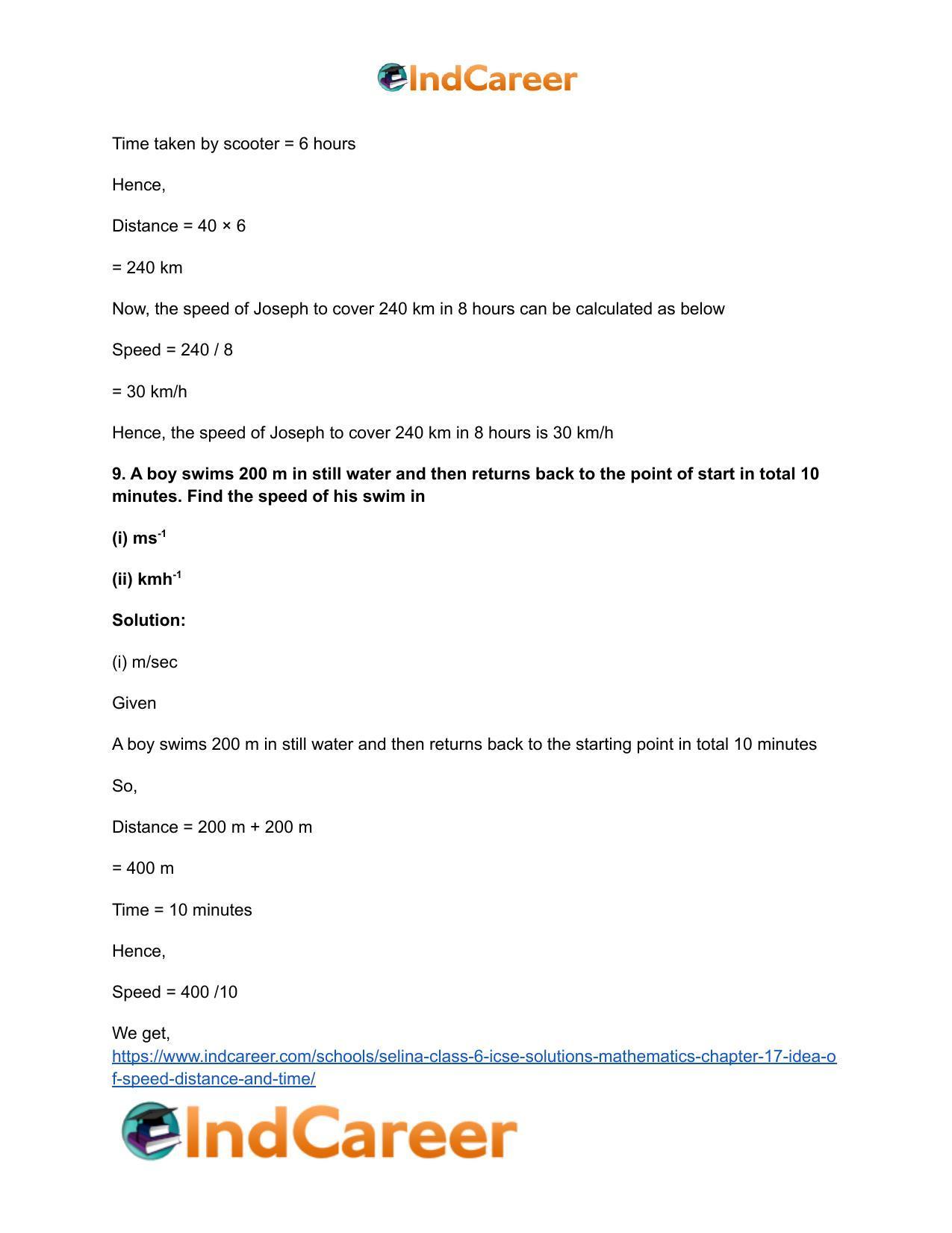 Selina Class 6 ICSE Solutions Mathematics : Chapter 17- Idea of Speed, Distance and Time - Page 27