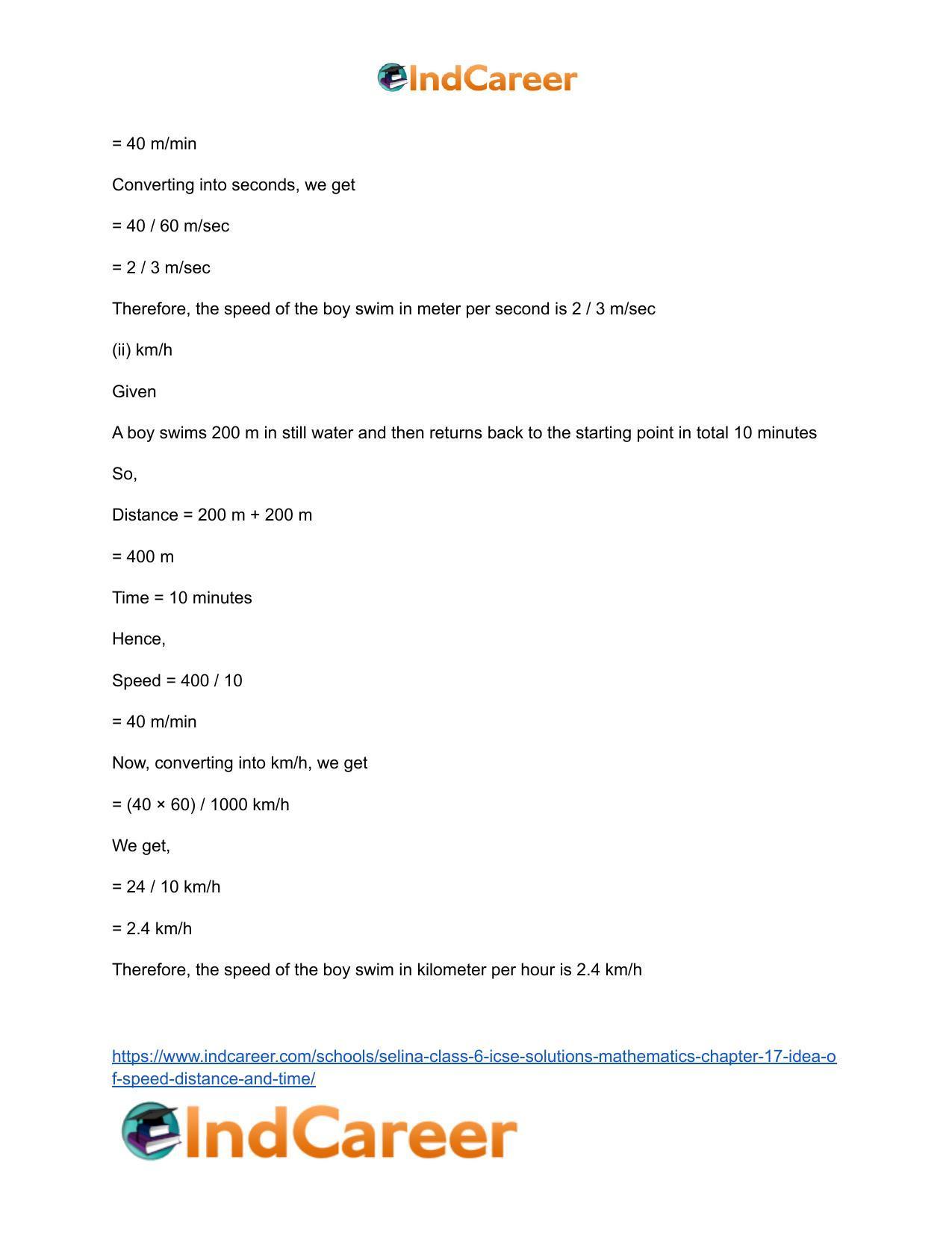 Selina Class 6 ICSE Solutions Mathematics : Chapter 17- Idea of Speed, Distance and Time - Page 28