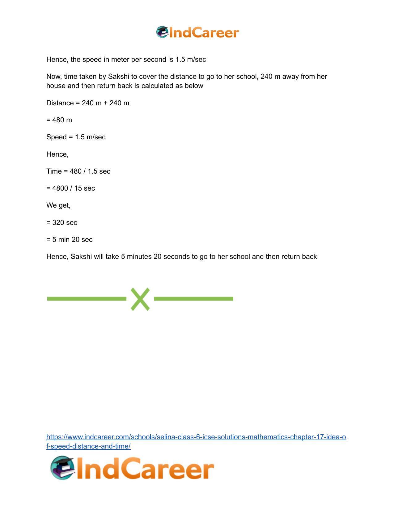 Selina Class 6 ICSE Solutions Mathematics : Chapter 17- Idea of Speed, Distance and Time - Page 30