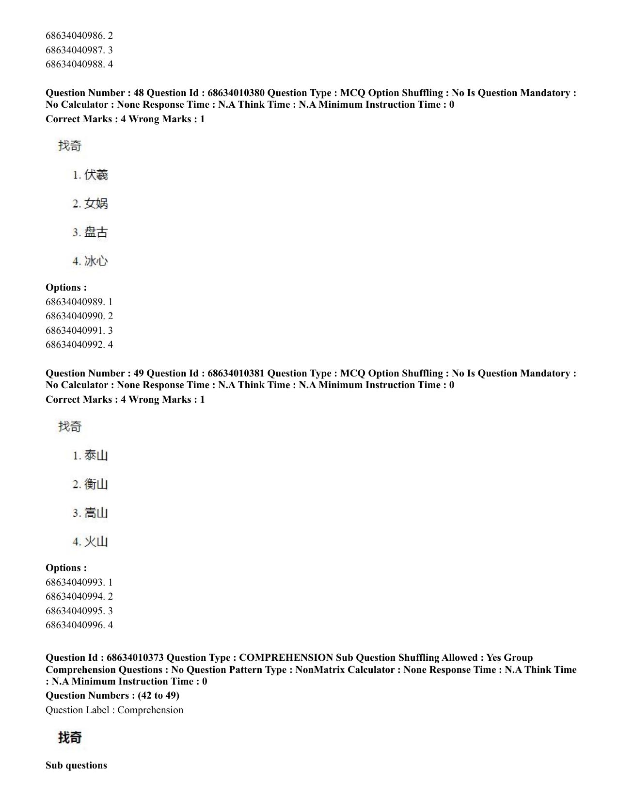 CUET PG 2023: LAQP09 – Chinese (Hindi)-Shift 1 (09-06-2023) Question Paper - Page 65