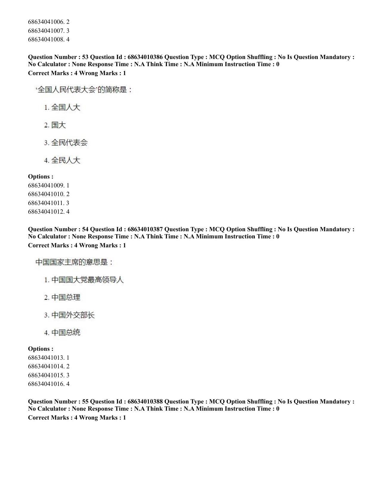CUET PG 2023: LAQP09 – Chinese (Hindi)-Shift 1 (09-06-2023) Question Paper - Page 81