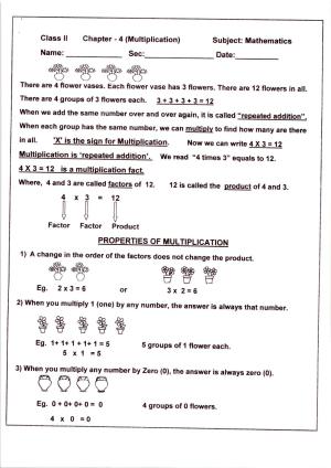 Worksheets for Class 2 Maths Assignment 27 Multiplication