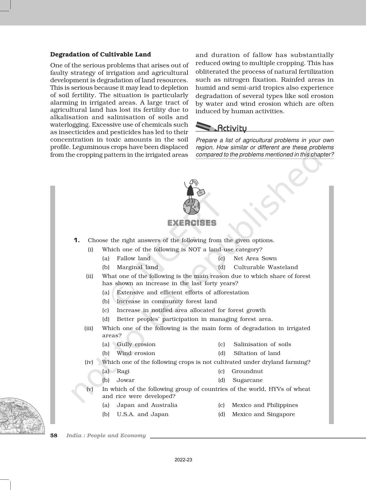 NCERT Book for Class 12 Geography (Part-II) Chapter 5 Land Resources and Agriculture - Page 19