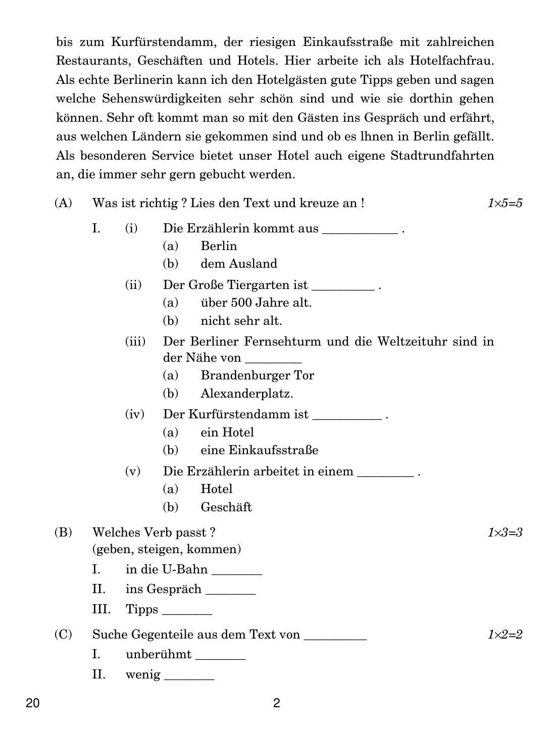CBSE Class 12 20 German 2019 Question Paper - Page 2
