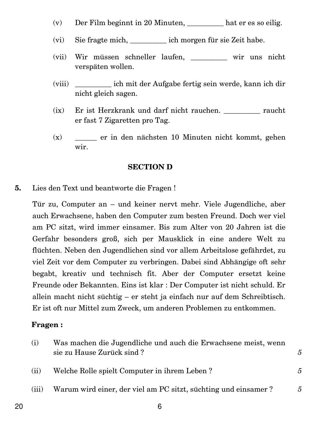 CBSE Class 12 20 German 2019 Question Paper - Page 6