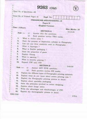 AP Inter 2nd Year Vocational Question Paper March - 2020 - Press Wor Finishing - II (old)