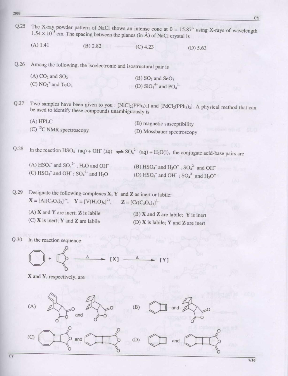 GATE 2009 Chemistry (CY) Question Paper with Answer Key - Page 7