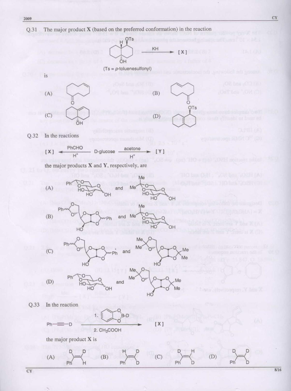 GATE 2009 Chemistry (CY) Question Paper with Answer Key - Page 8