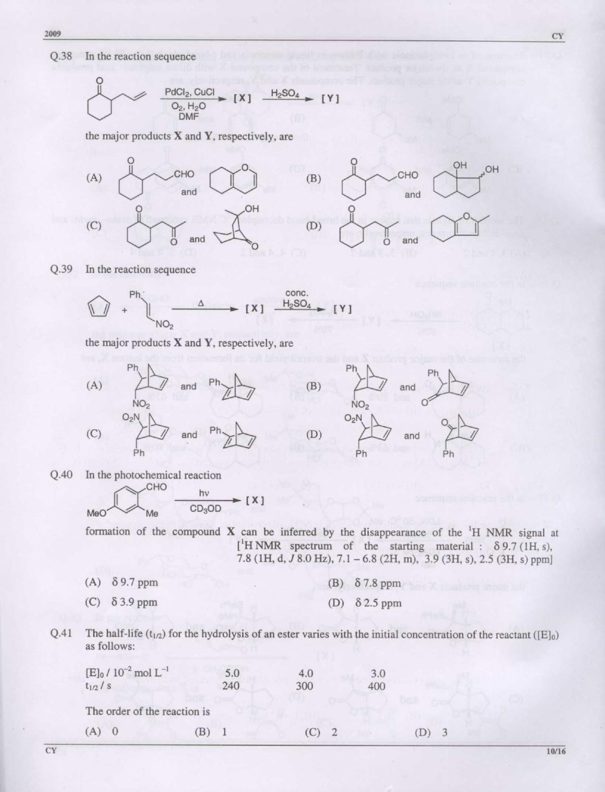 GATE 2009 Chemistry (CY) Question Paper with Answer Key - Page 10