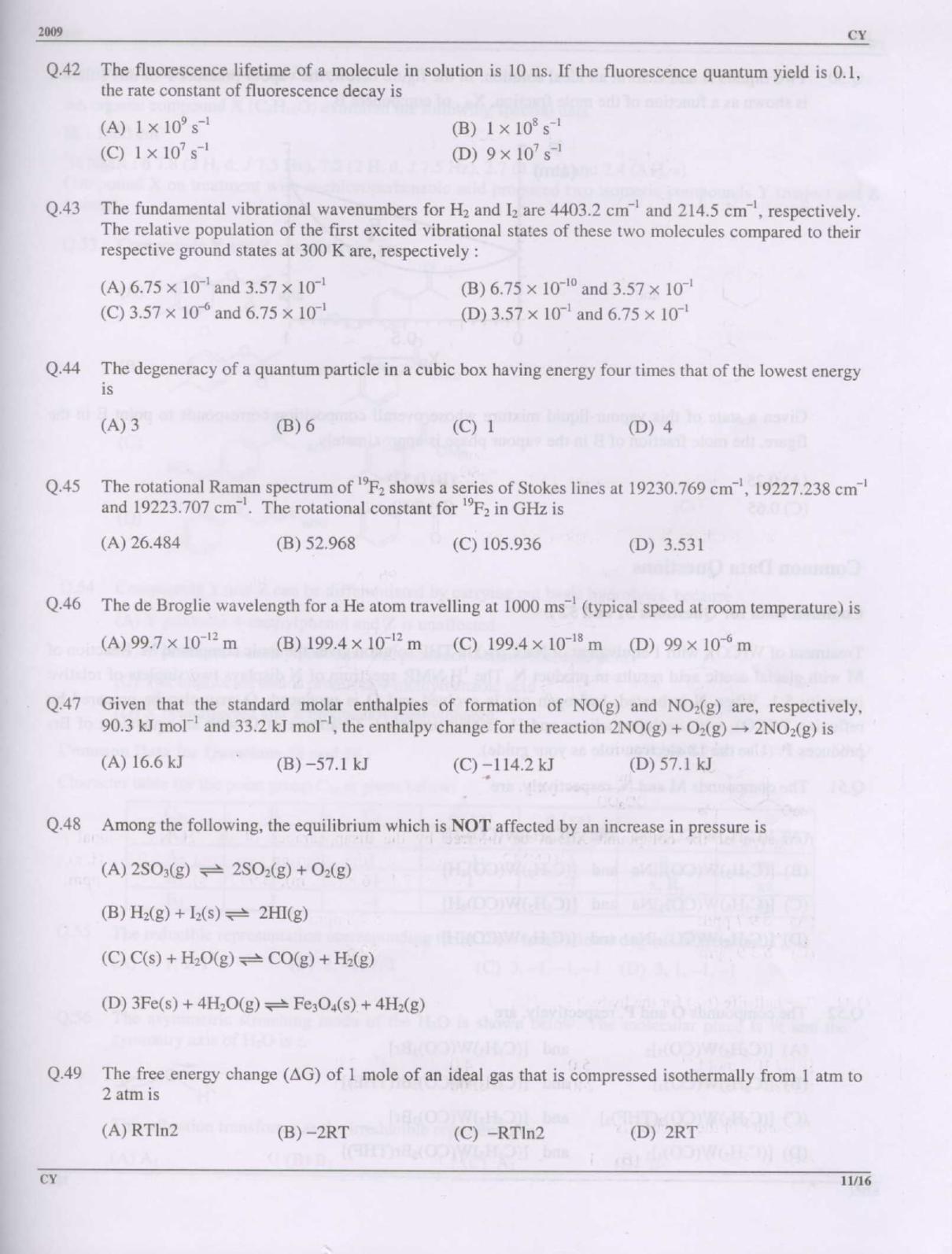GATE 2009 Chemistry (CY) Question Paper with Answer Key - Page 11