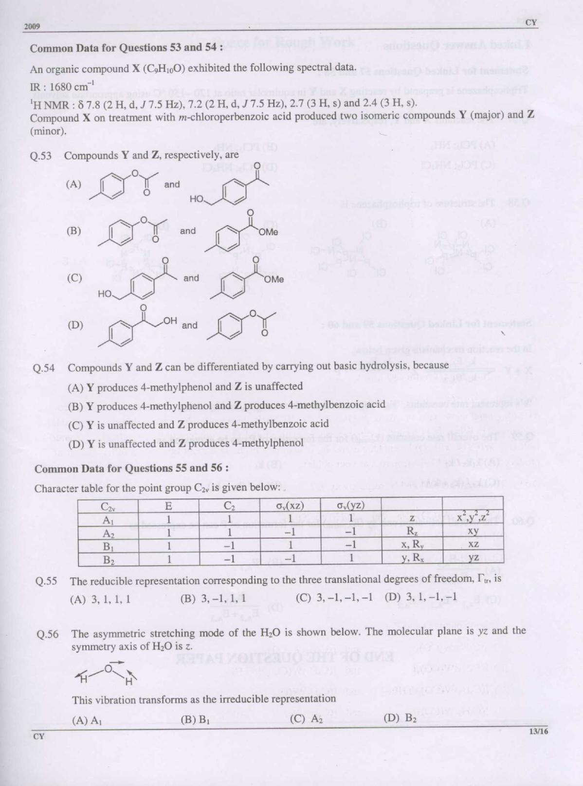 GATE 2009 Chemistry (CY) Question Paper with Answer Key - Page 13