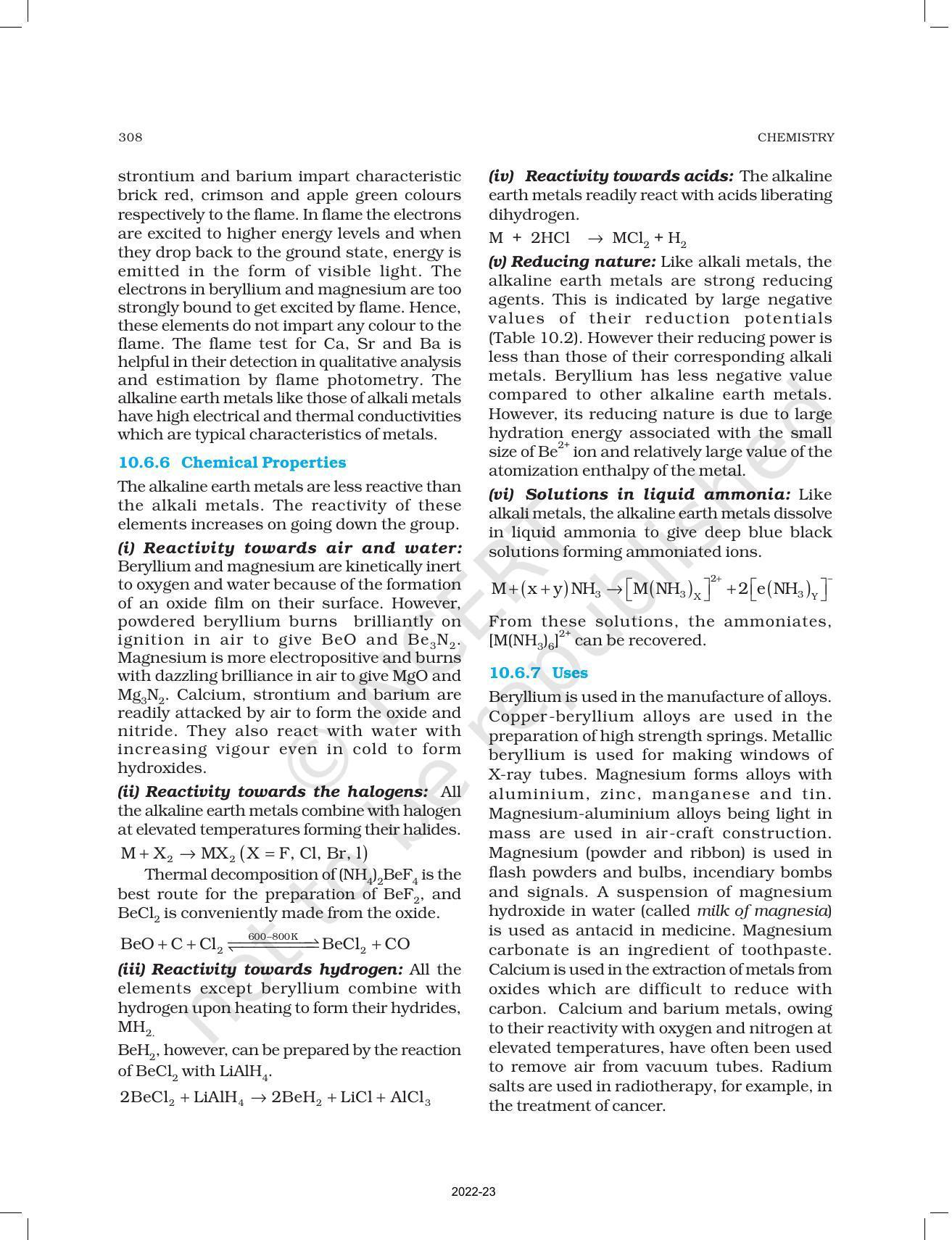 NCERT Book for Class 11 Chemistry Chapter 10 The s-block Elements - Page 10