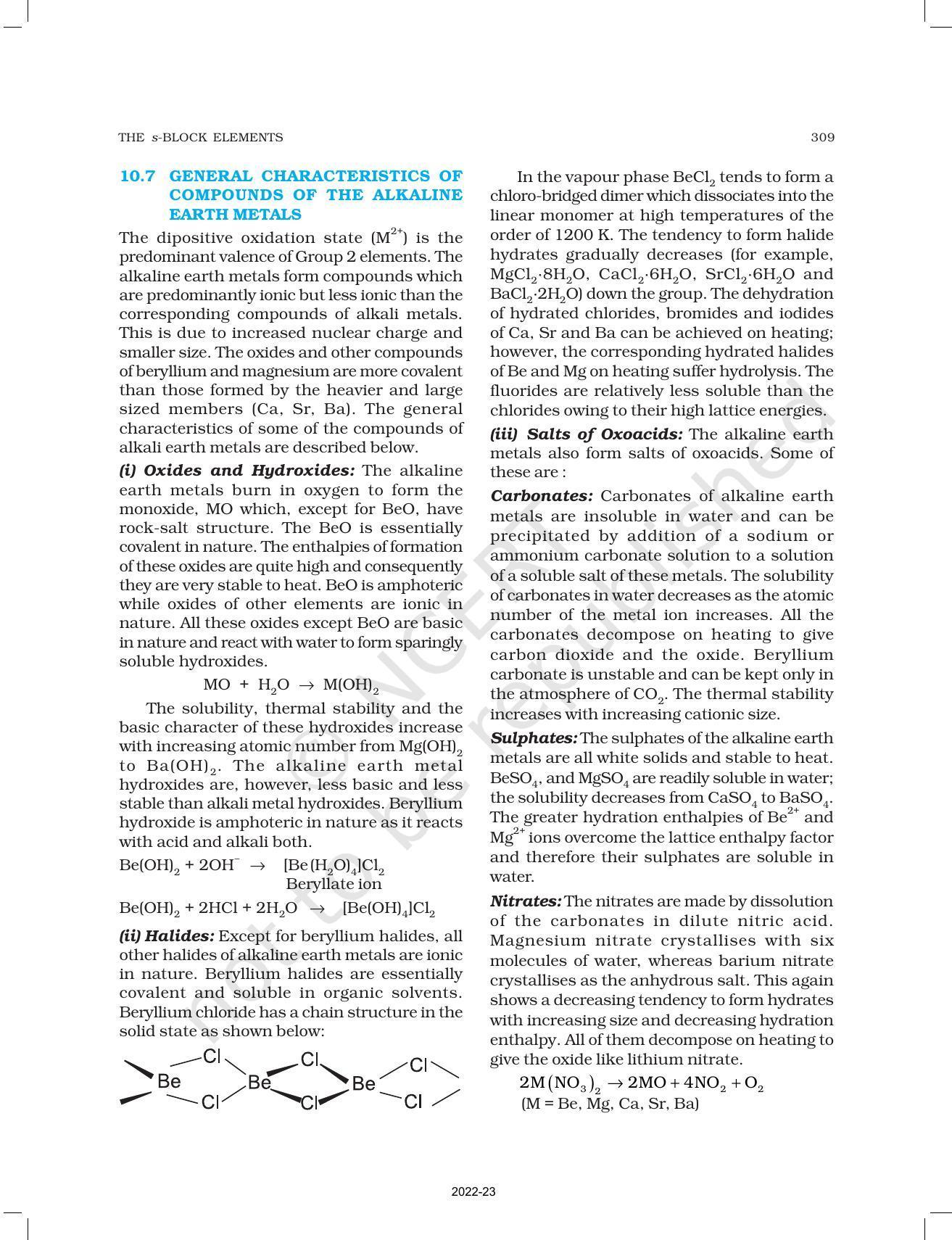 NCERT Book for Class 11 Chemistry Chapter 10 The s-block Elements - Page 11
