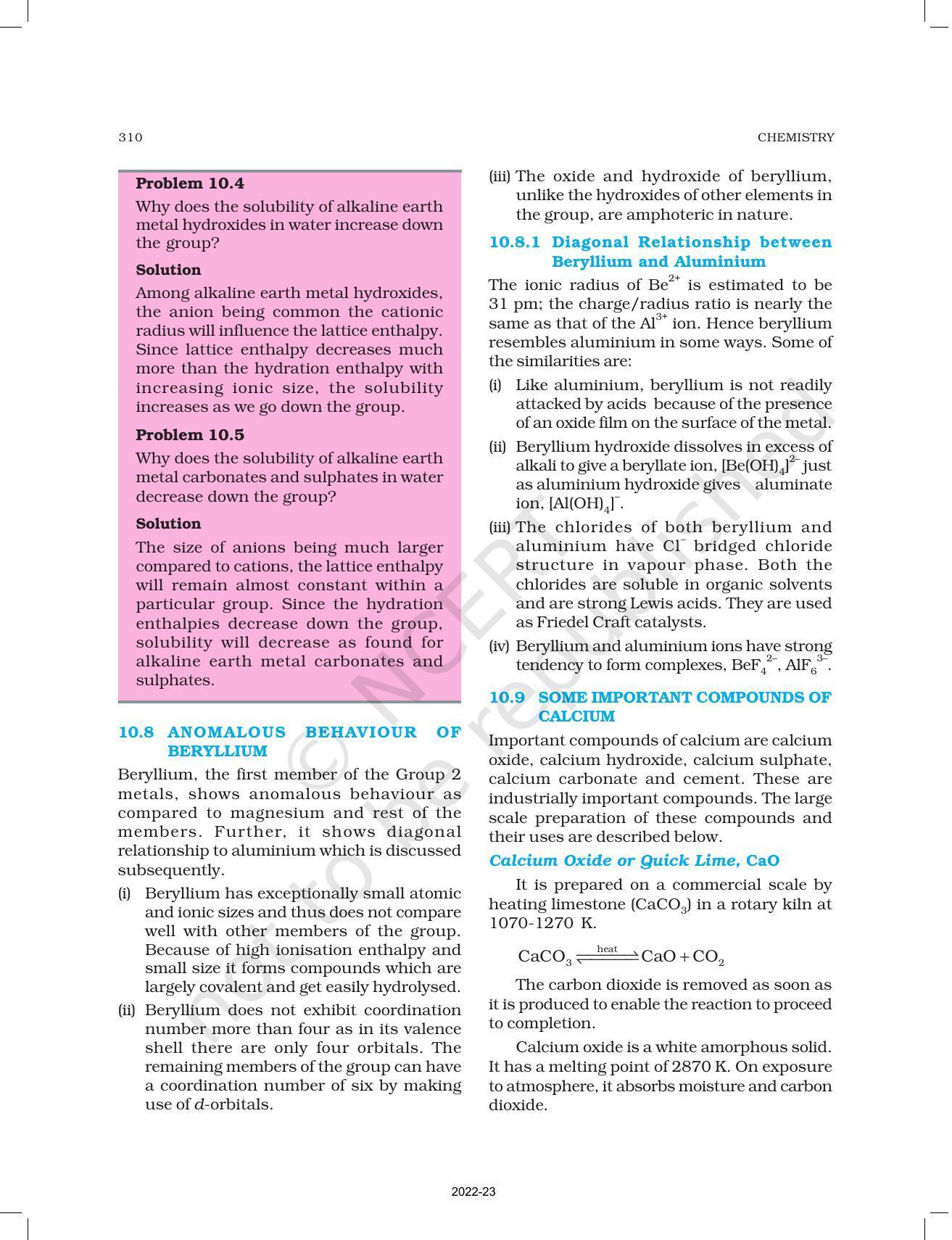 NCERT Book for Class 11 Chemistry Chapter 10 The s-block Elements - Page 12