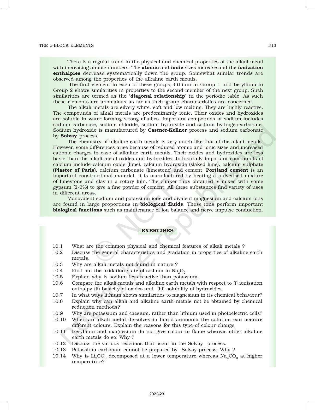 NCERT Book for Class 11 Chemistry Chapter 10 The s-block Elements - Page 15