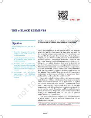 NCERT Book for Class 11 Chemistry Chapter 10 The s-block Elements