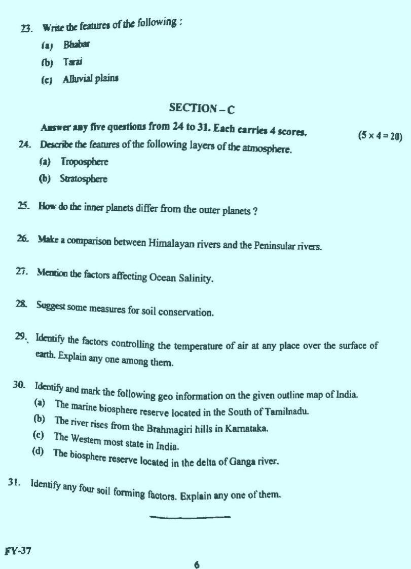 Kerala Plus One 2022 Geography Question Paper - Page 6