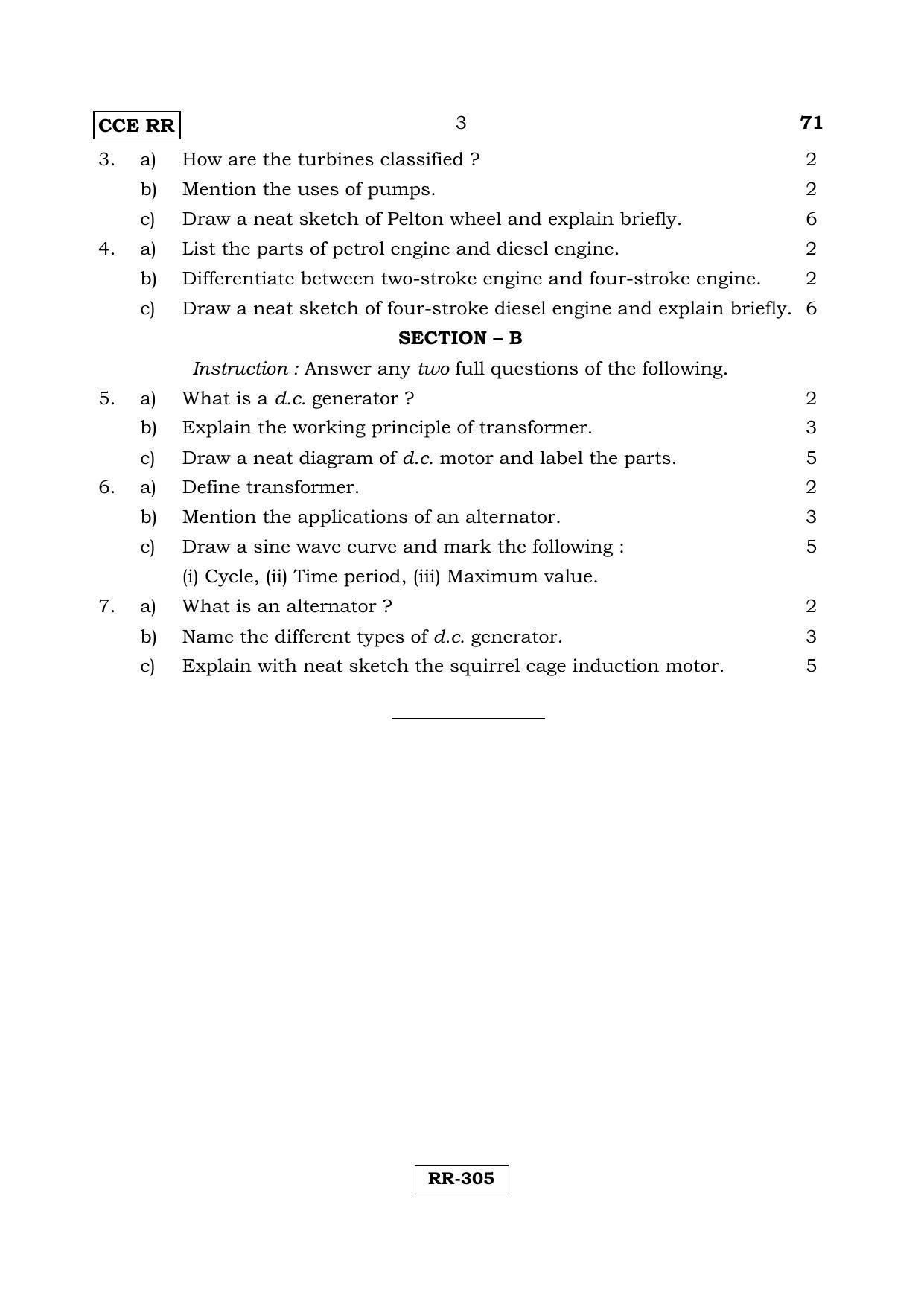 Karnataka SSLC ELEMENTS OF MECHANICAL AND ELECTRICAL ENGINEERING -  (71 CCE RR_J2) April 2018 Question Paper - Page 3