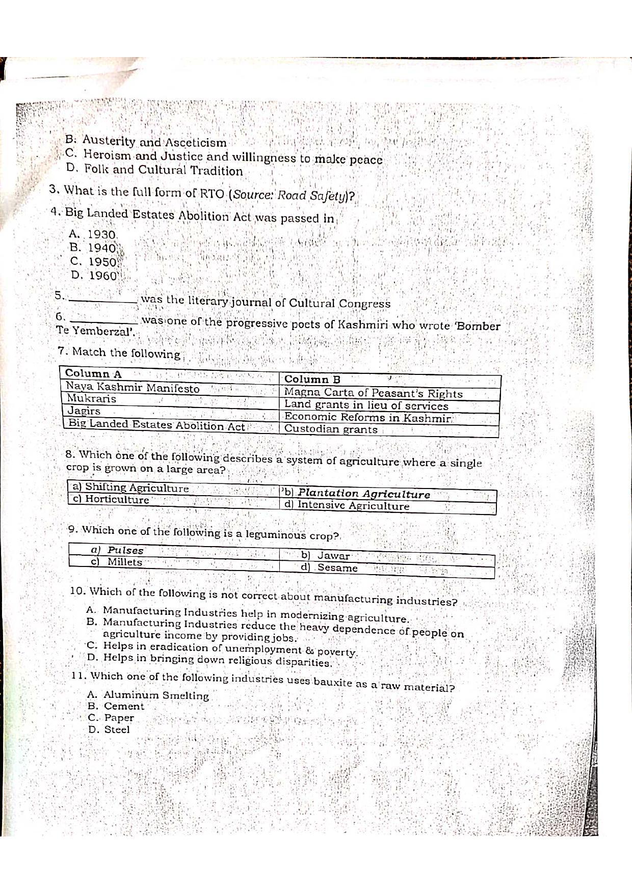JKBOSE Class 10 Social Science Model Question Paper 2023 - Page 4