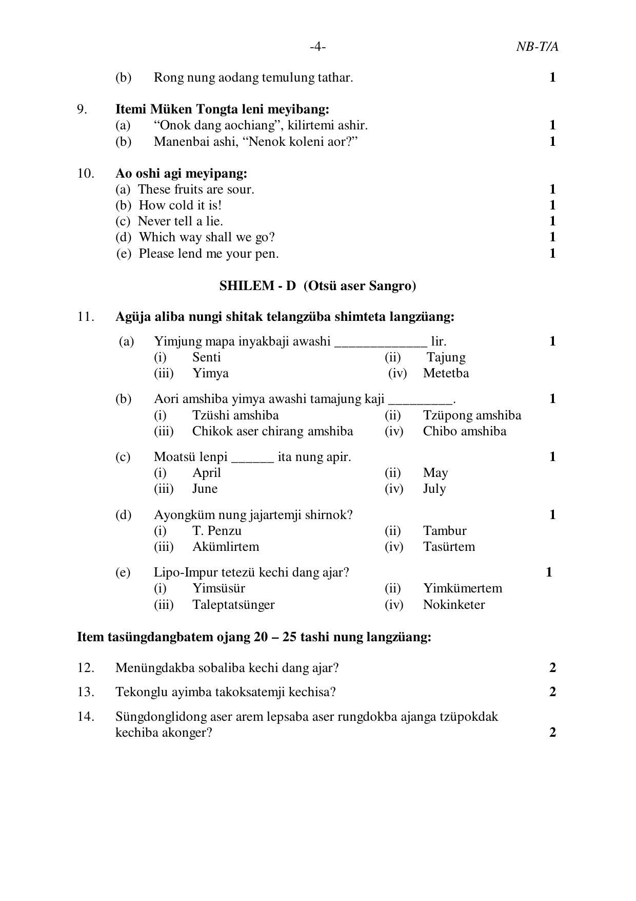 Nagaland Board Class 10 AO 2019 Question Paper - Page 4