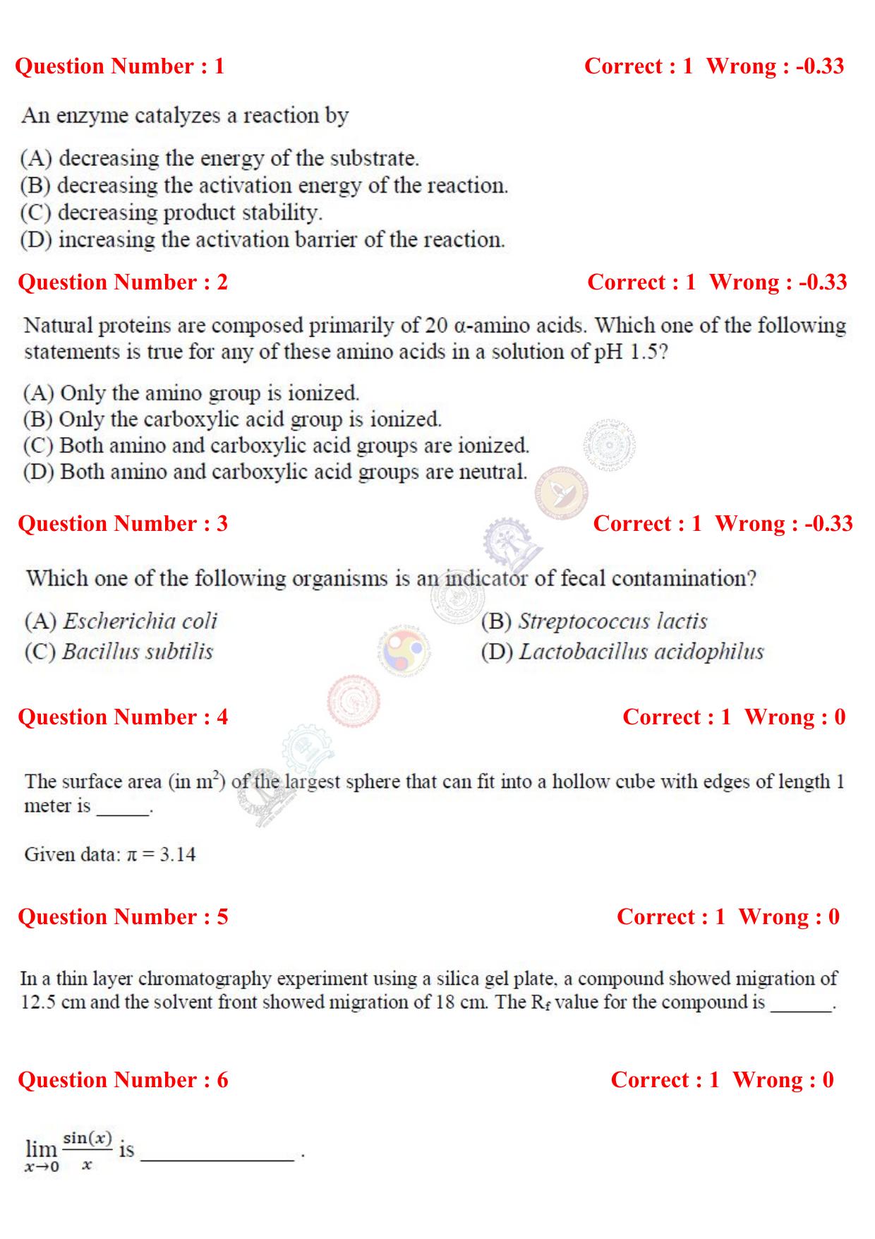 GATE 2017 Biotechnology (BT) Question Paper with Answer Key - Page 2