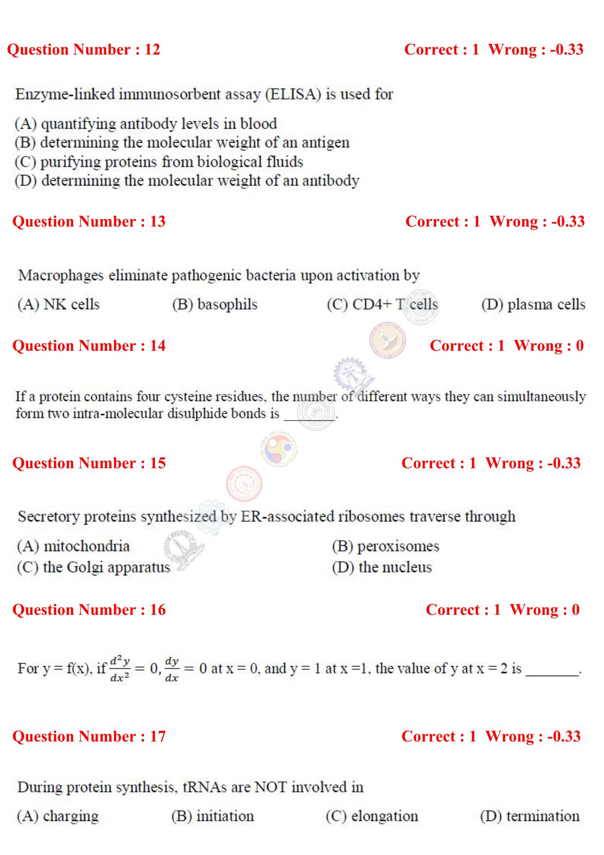 GATE 2017 Biotechnology (BT) Question Paper with Answer Key - Page 4