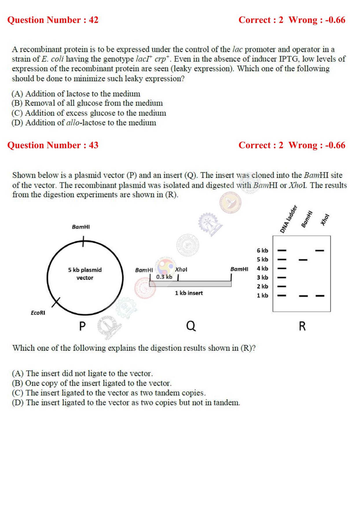 GATE 2017 Biotechnology (BT) Question Paper with Answer Key - Page 11