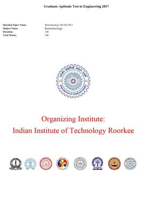 GATE 2017 Biotechnology (BT) Question Paper with Answer Key
