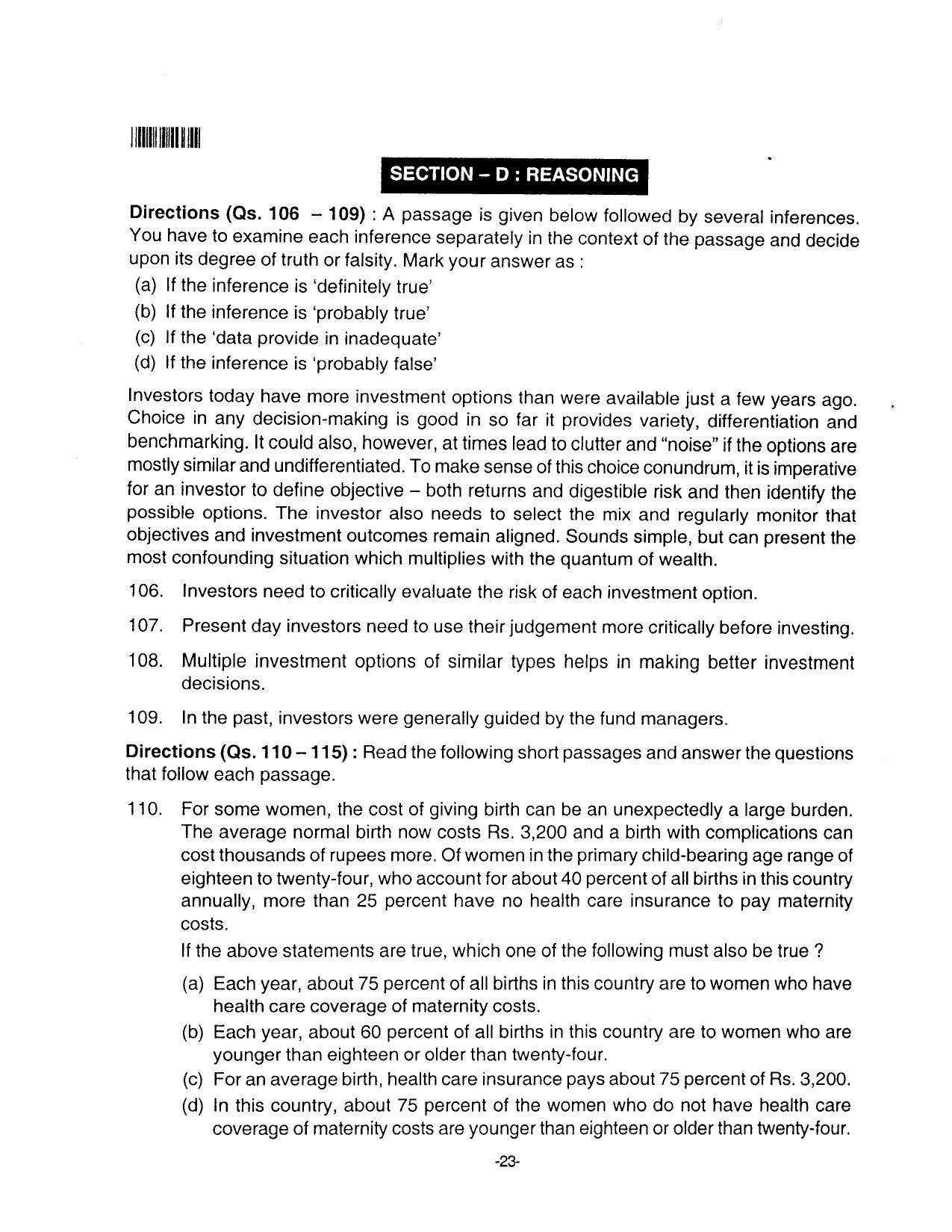 AILET 2016 Question Paper for BA LLB - Page 23