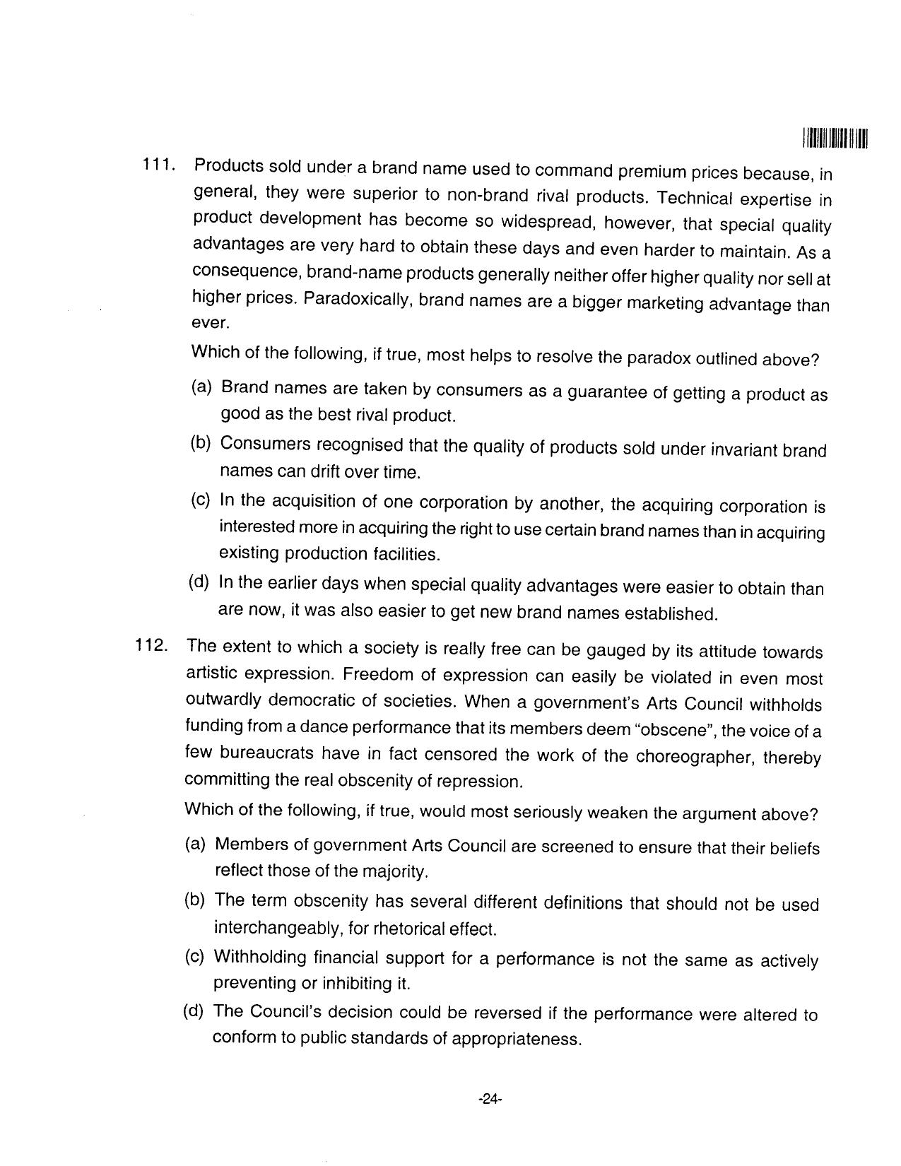 AILET 2016 Question Paper for BA LLB - Page 24