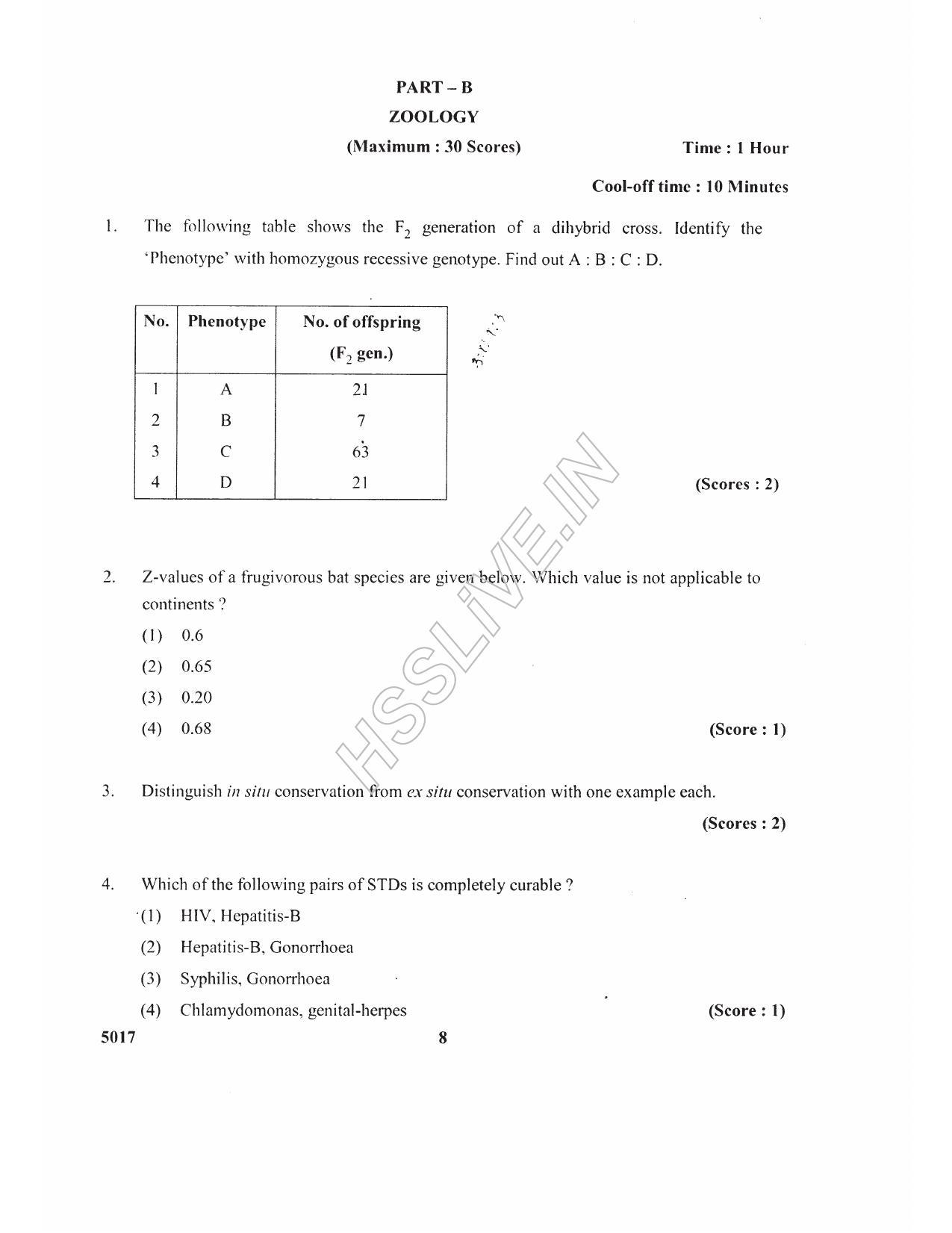 Kerala Plus Two 2017 Biology Question paper - Page 5