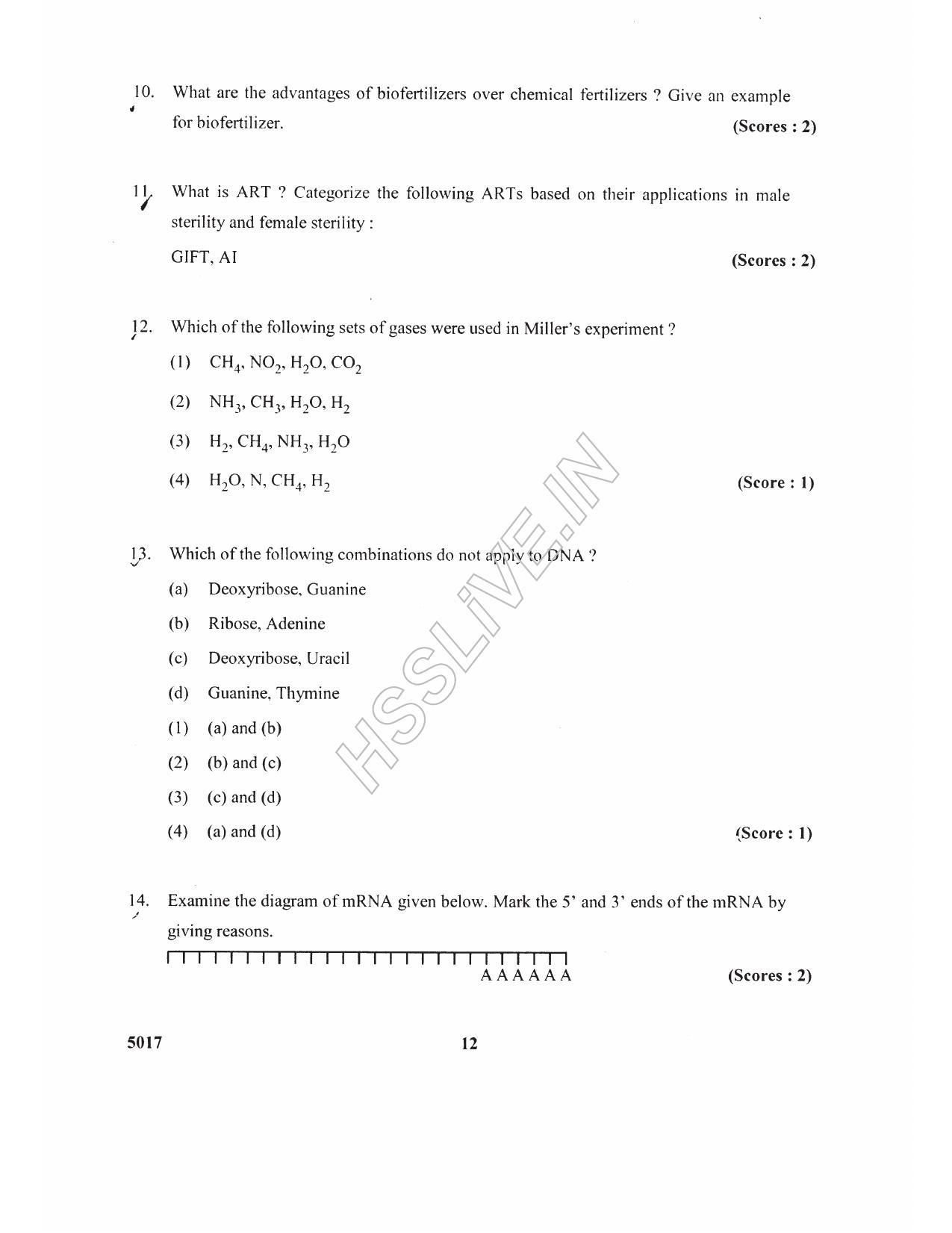 Kerala Plus Two 2017 Biology Question paper - Page 7