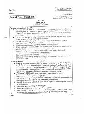 Kerala Plus Two 2017 Biology Question paper