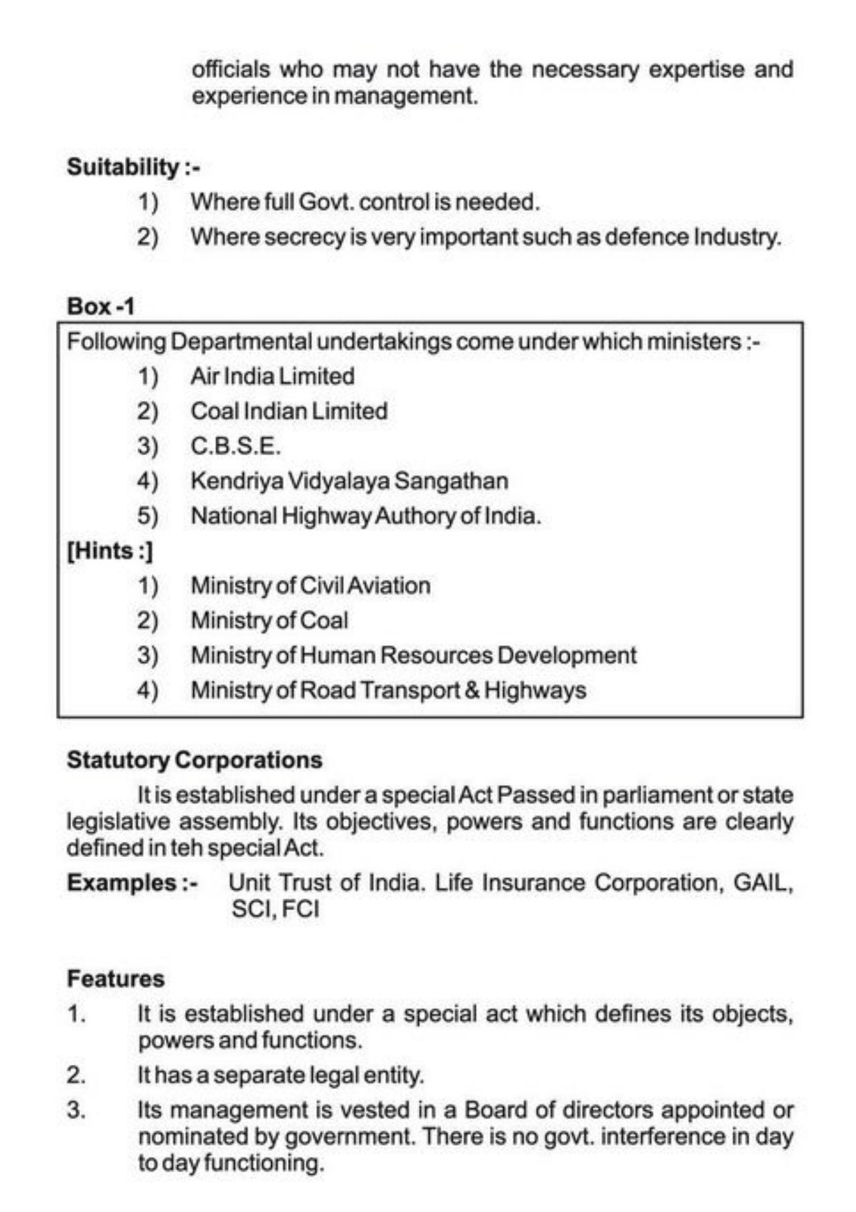 Class 11 Notes, Question & Practice Paper - Business Studies (Topic 3 : Private Public and Global Enterprises ) - Page 4
