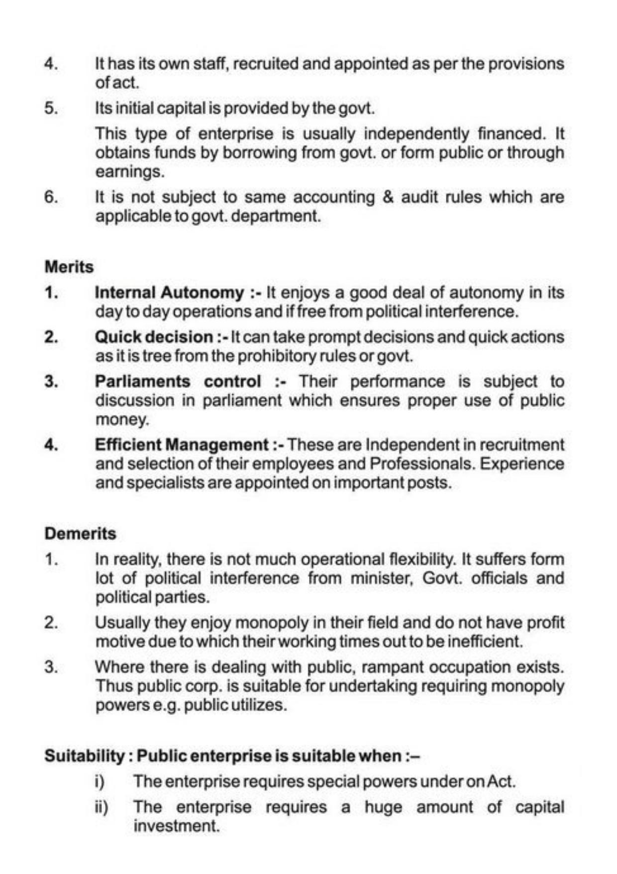 Class 11 Notes, Question & Practice Paper - Business Studies (Topic 3 : Private Public and Global Enterprises ) - Page 5