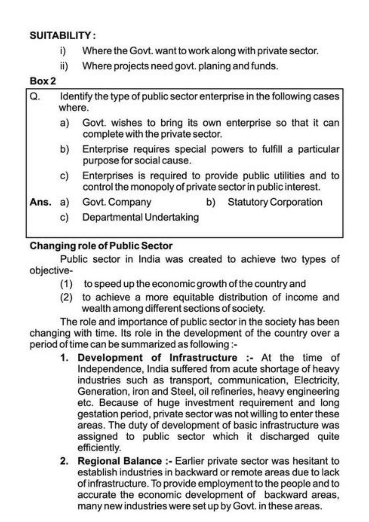 Class 11 Notes, Question & Practice Paper - Business Studies (Topic 3 : Private Public and Global Enterprises ) - Page 7