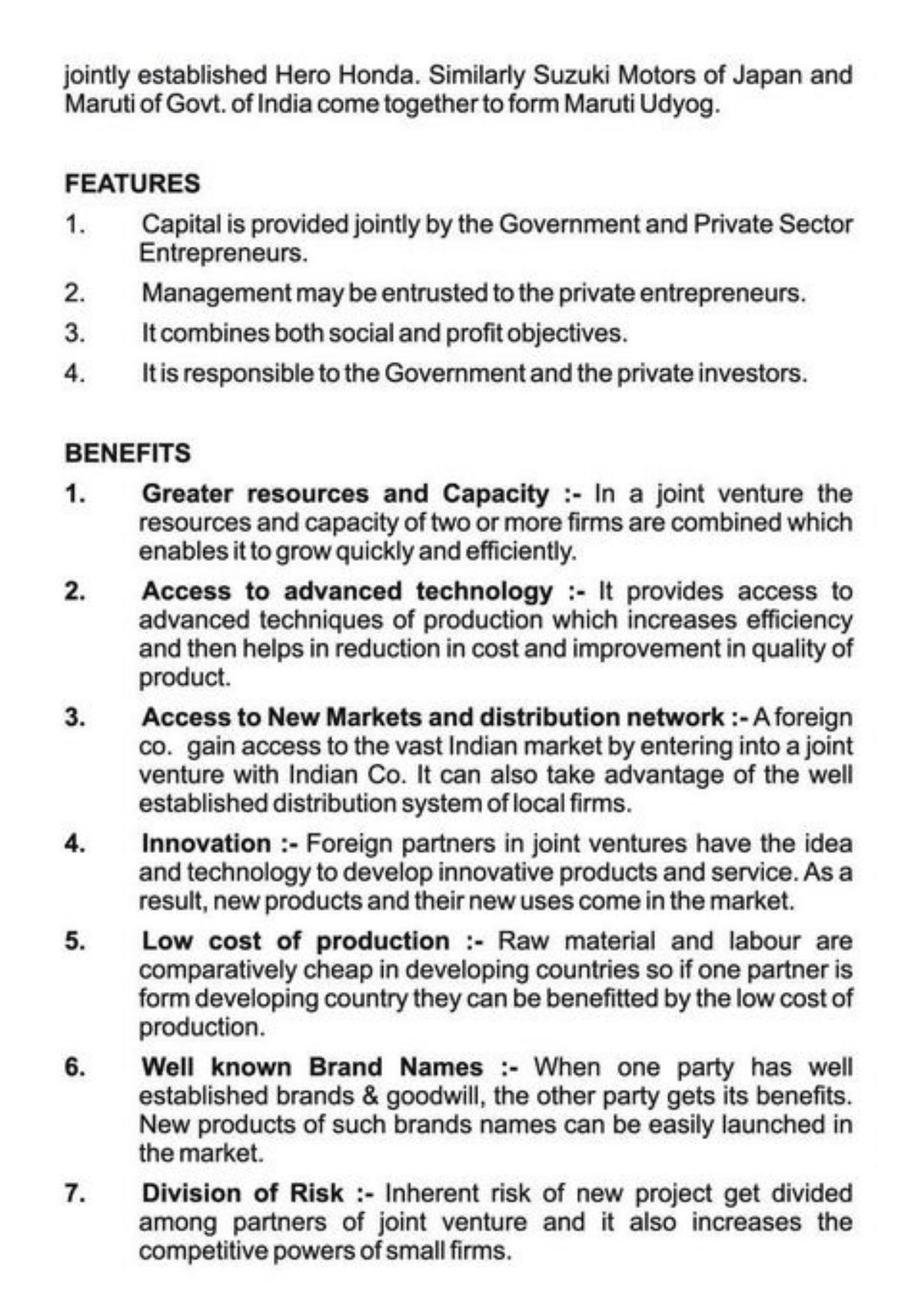 Class 11 Notes, Question & Practice Paper - Business Studies (Topic 3 : Private Public and Global Enterprises ) - Page 10