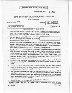 Odisha CPET 2021 MBA Question Paper