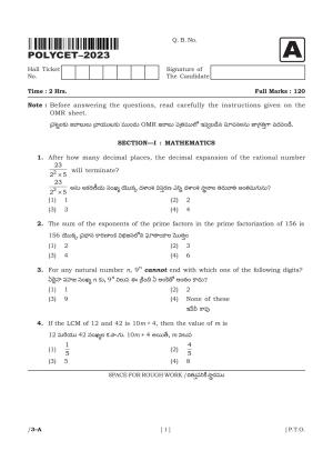 AP POLYCET 2023 Question Paper