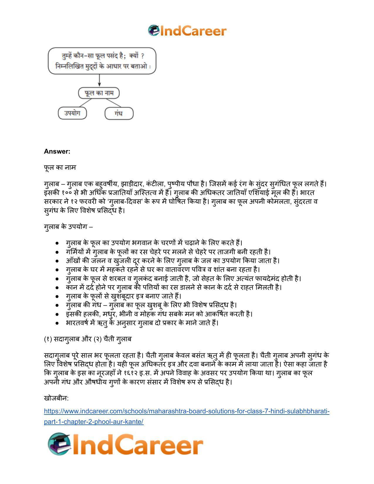 Maharashtra Board Solutions for Class 7- Hindi Sulabhbharati (Part 1): Chapter 2- फूल और काँटे - Page 3