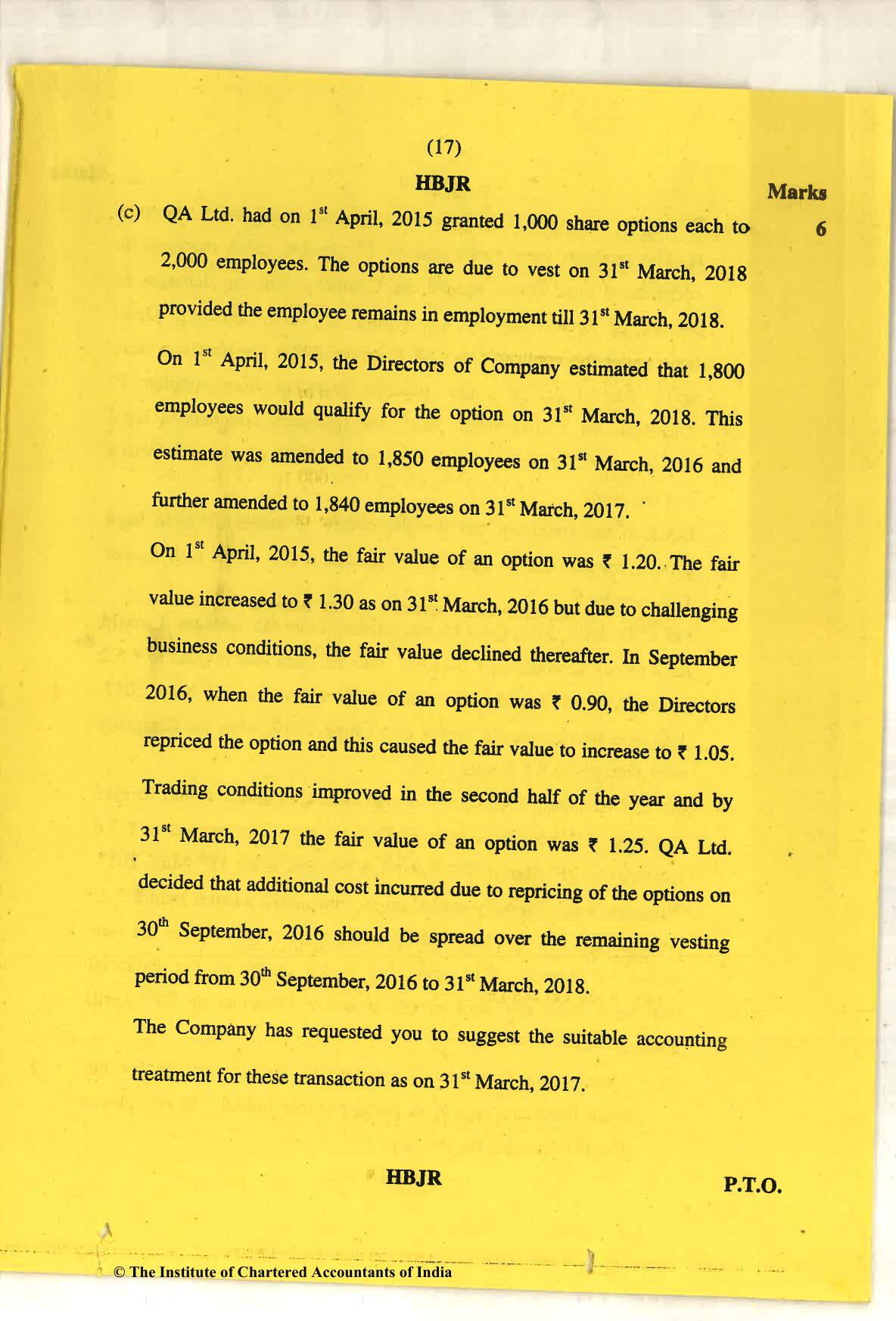 CA Final May 2018 Question Paper - Paper 6E – Global Financial Reporting Standards - Page 17