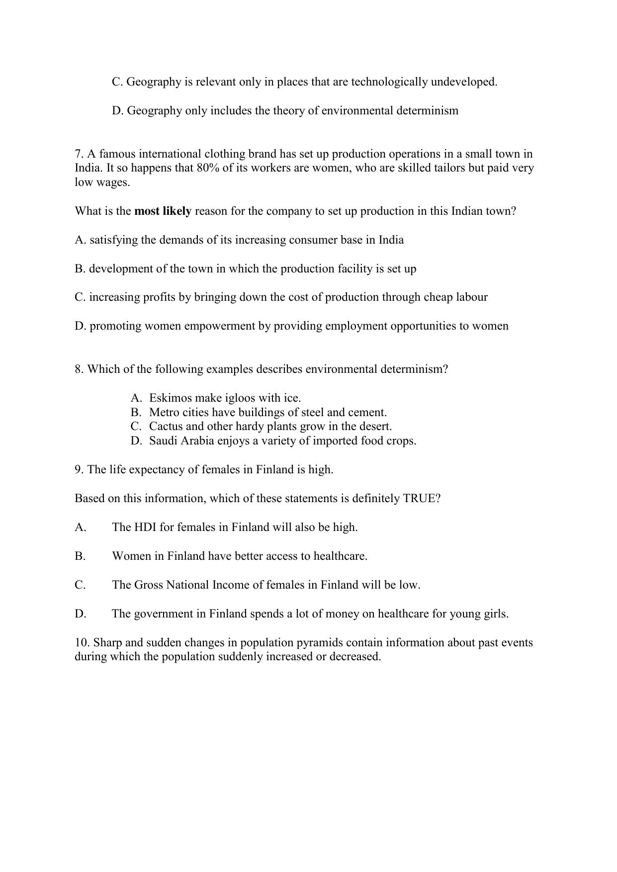 CBSE Class 12 Geography Term 1 Practice Questions 2021-22 - Page 2