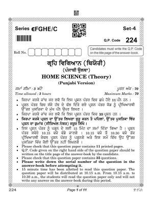 CBSE Class 12 Home Science Punjabi (Compartment) 2023 Question Paper