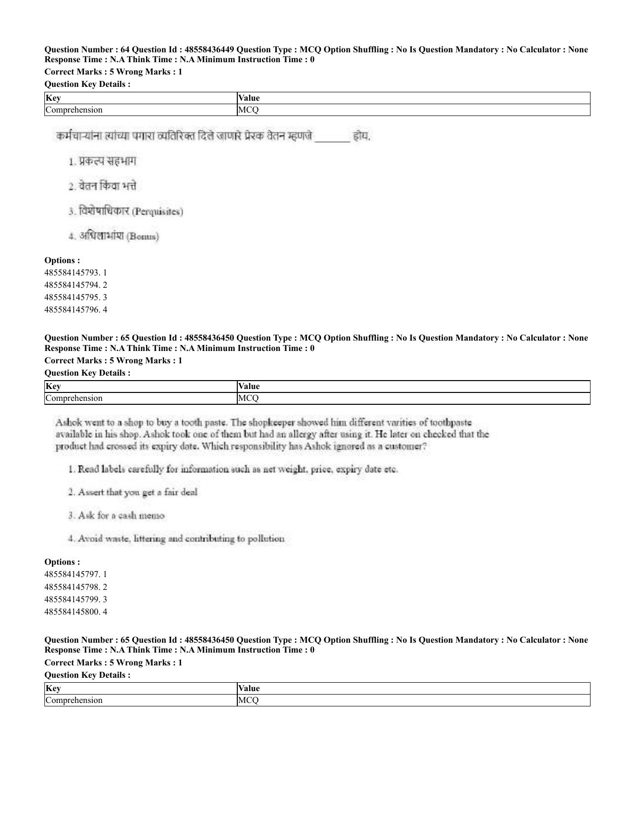 CUET 2023 English Marathi Shift 3 Question Papers - 22 June 2023 - Page 66