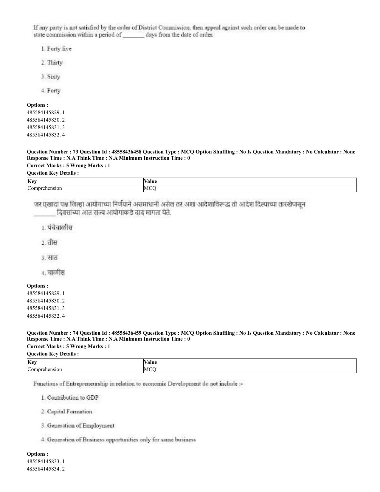 CUET 2023 English Marathi Shift 3 Question Papers - 22 June 2023 - Page 73
