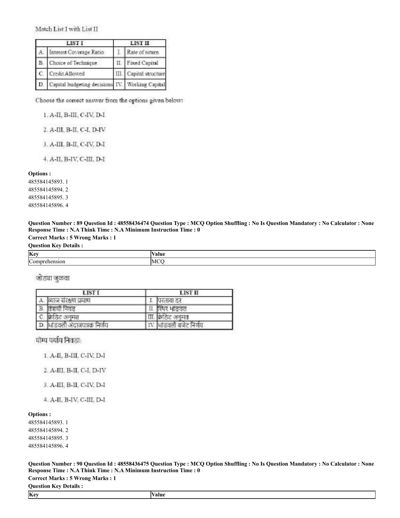 CUET 2023 English Marathi Shift 3 Question Papers - 22 June 2023 - Page 89