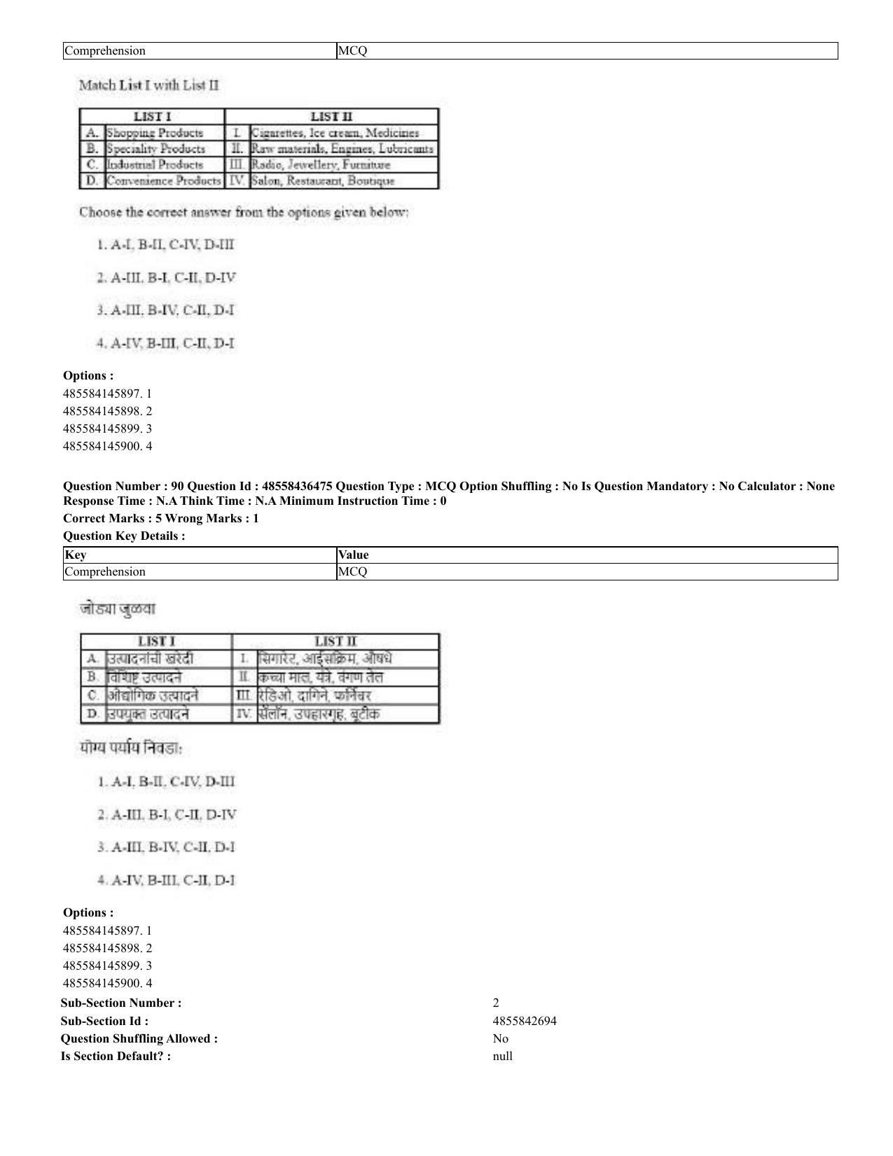 CUET 2023 English Marathi Shift 3 Question Papers - 22 June 2023 - Page 90